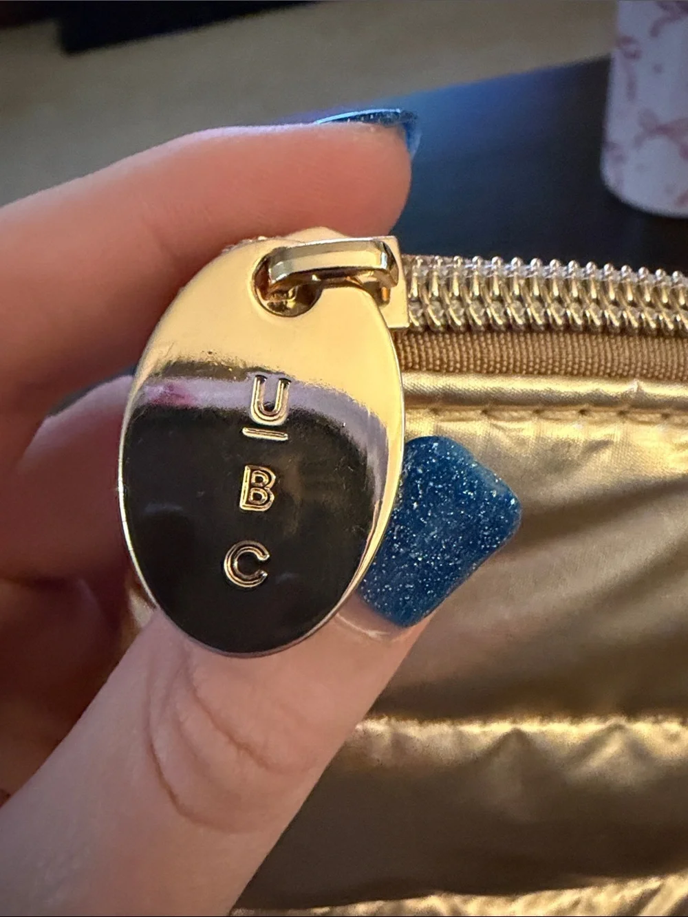 Metallic Gold Puffer cosmetic Pouch